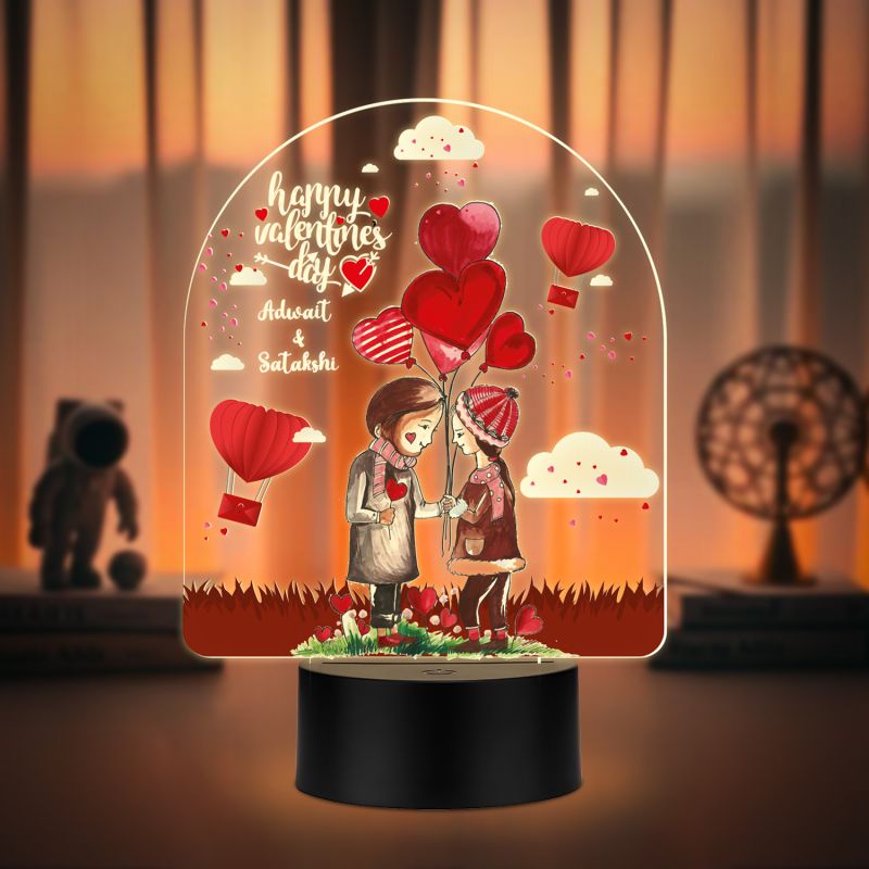 Personalized Valentine LED Lamp with Custom Name Warm White Romantic Night Light Valentine Gift for Couples Couple Night Light Frame Lamp